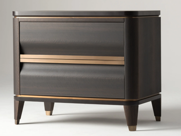 ERCOLINO - Rectangular eucalyptus bedside table with drawers by Mantellassi 1926