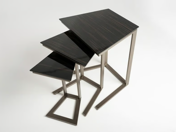 FEDRO - Modular metal and wood veneer high side table by Mantellassi 1926