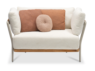 FLOWS - Upholstered fabric garden armchair with armrests by MANUTTI