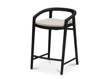 SOLID - High teak stool with back by MANUTTI