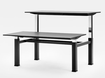 FOLLOW BENCH - Height-adjustable rectangular office desk with cable management by Mara