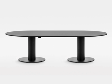 FOLLOW MEETING LARGE - Oval height-adjustable painted metal meeting table by Mara