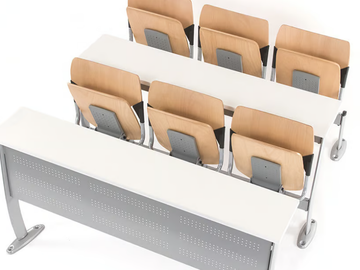 GATE MONOBLOCK - Modular bench desk with integrated chairs by Mara