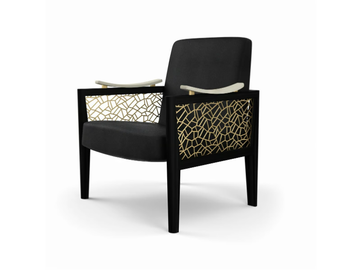 DAHLIA - Upholstered armchair with armrests by Marioni