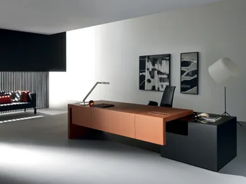 KYO - Rectangular leather office desk by Martex