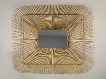 MASK PARALLEL - Rectangular wall-mounted brass mirror by Mary&