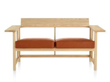 MC10 CLERICI - Upholstered oak bench with back by Mattiazzi