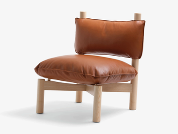MC25 PAF PAF - Leather and ash wood easy chair with removable cover by Mattiazzi
