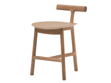 MC7 RADICE - Low oak stool with back by Mattiazzi