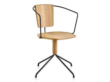MC9 UNCINO - Swivel trestle-based steel and oak wood chair by Mattiazzi