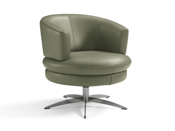 BLENDA - Swivel leather easy chair with 4-spoke base by Max Divani