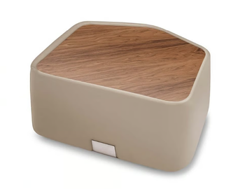 NEL - Leather coffee table with wooden top by Max Divani