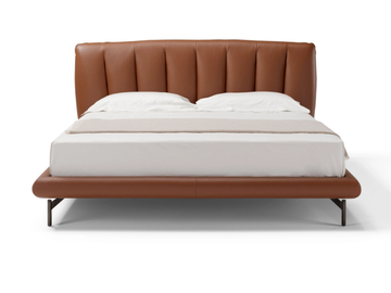 PERLA - Leather double bed with upholstered headboard by Max Divani