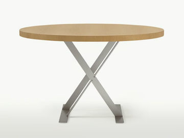 MAX - Round steel and wood table by Maxalto
