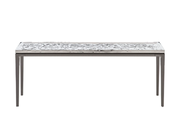 SOLEIDE - Rectangular console table with reflective hammered steel top by Maxalto