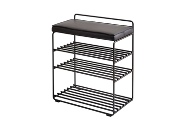 LOWER EAST SEAT - Metal shoe rack with cushion by Maze