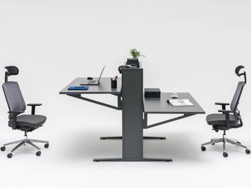 FLOW - Height-adjustable multiple office desk with sound absorbing screens by Mdd