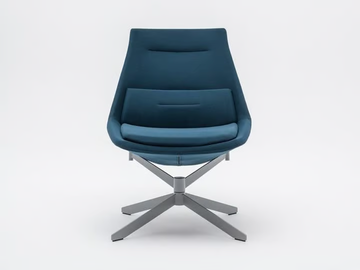 FRANK - Swivel trestle-based fabric armchair by Mdd