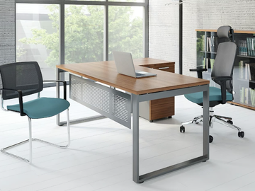 OGI_Q - L-shaped melamine-faced chipboard office desk by Mdd