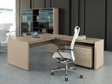 STATUS - L-shaped melamine-faced chipboard office desk by Mdd