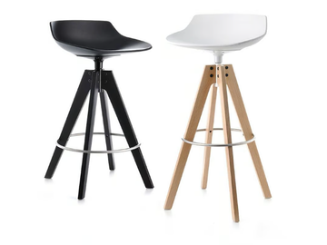 FLOW STOOL - Swivel high trestle-based stool by MDF Italia