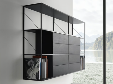 MINIMA 3.0 HANGING - Open floating aluminium bookcase by MDF Italia