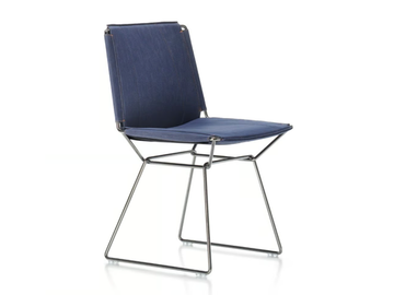 NEIL DENIM - Sled base denim fabric chair by MDF Italia