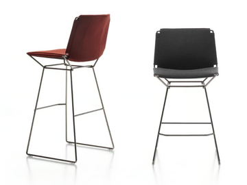 NEIL TEXTILE - Sled base fabric stool with removable cover with footrest by MDF Italia