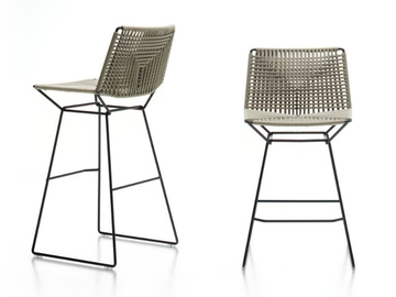 NEIL TWIST - Sled base rope stool with footrest by MDF Italia