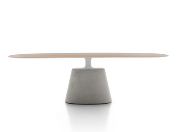 ROCK TABLE MAXI - Cement dining table with wooden top by MDF Italia