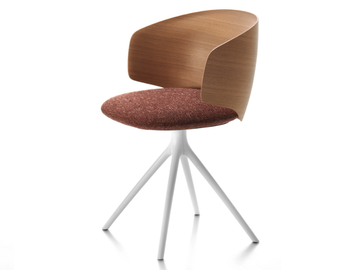 UNIVERSAL COLLECTION - Swivel trestle-based wooden chair with integrated cushion by MDF Italia