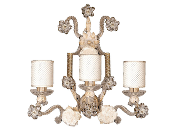 A277 - Handmade wall lamp in wrought iron and Murano glass by Mechini