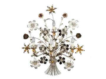 A585 - Wall lamp in wrought iron and crystal by Mechini