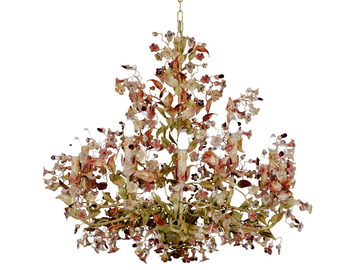 L261 - Wrought iron chandelier with crystals by Mechini