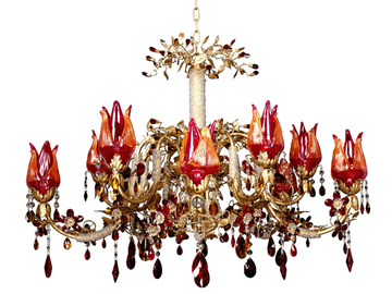 L268 - Murano glass chandelier with crystals by Mechini