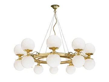 MEK 13 - Wrought iron and blown glass chandelier by Mechini