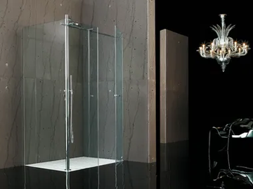 RASO-FILODOCCIA CORNER PIVOT - Corner tempered glass shower cabin by MEGIUS