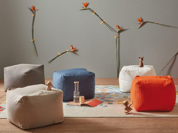 ARCHIMEDE - Upholstered technical fabric pouf by MEMEDESIGN