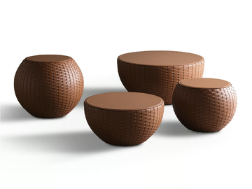 BONGO KUOIO - Round tanned leather coffee table by Meridiani