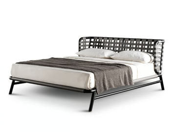 EDOARDO KUOIO - Tanned leather double bed by Meridiani