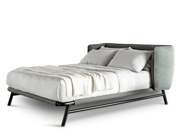 EDOARDO PIPING - Double bed with upholstered headboard by Meridiani