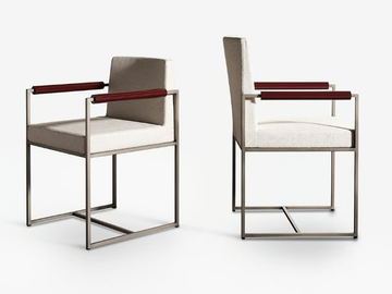 RIDER WOOD - Upholstered fabric chair with armrests by Meridiani