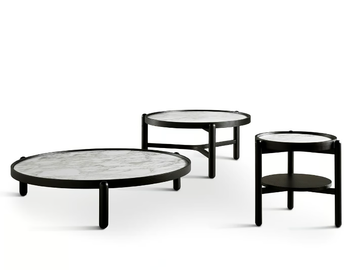 VITTORIO - Low round solid wood coffee table by Meridiani