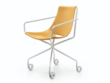APELLE DP - Tanned leather office chair with armrests by Midj