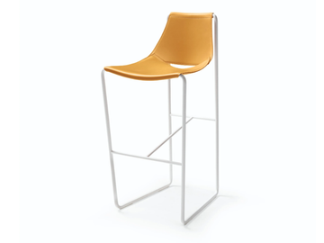 APELLE - Sled base tanned leather barstool with back by Midj