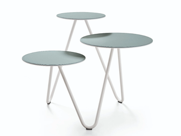 APELLE TRIO - Coffee table in lacquered steel and tops covered in leather by Midj