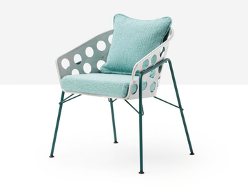 BOLLE P M TS - Painted metal chair with armrests with integrated cushion by Midj