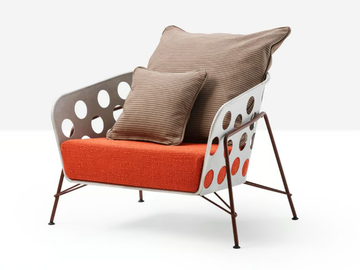 BOLLE - Painted metal garden armchair with armrests by Midj