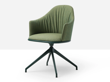 LEA DELUXE P GX TS - Trestle-based fabric chair with armrests by Midj