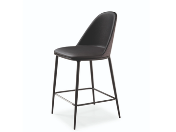 LEA H65 - Leather kitchen stool with back by Midj